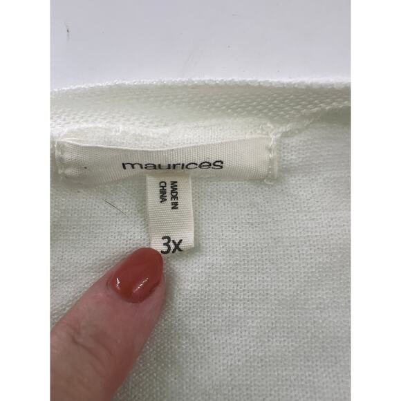 Maurices Cardigan Sweater Womens PLus Size 3XL White Open Pockets Casual - Picture 2 of 6